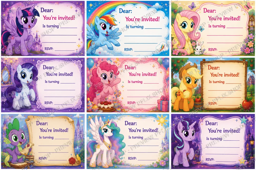 My Little Pony Birthday Invitations — Mane Six