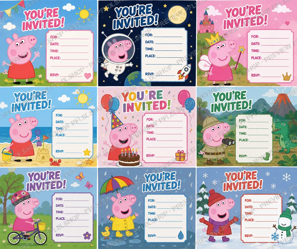 Peppa Pig Celebration Invitations