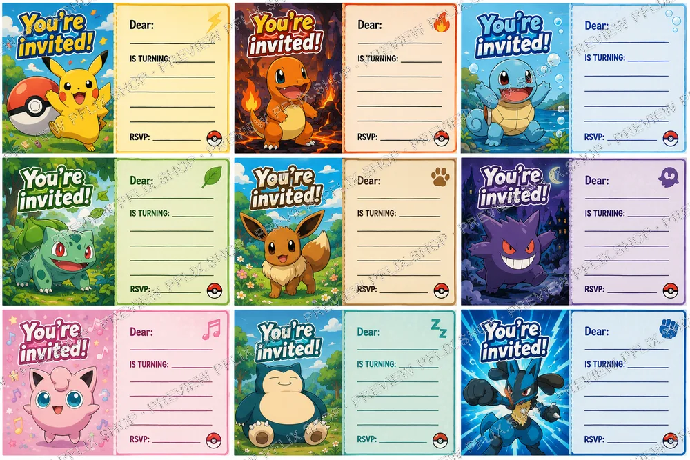 Pokémon Adventure Birthday Invitations