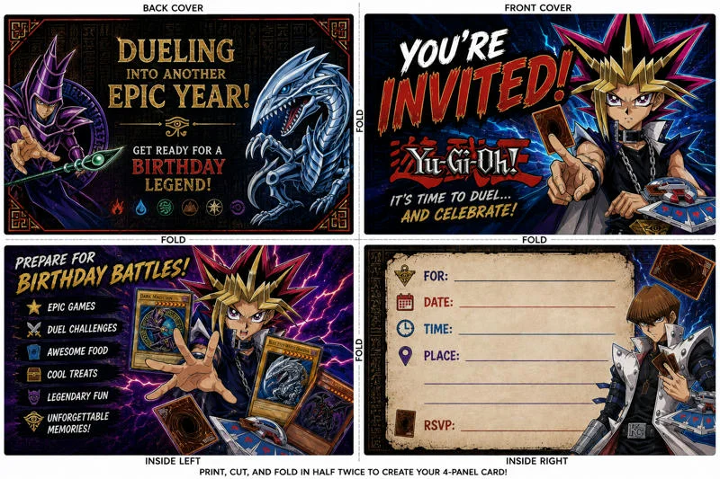 Epic Yu-Gi-Oh Birthday Invitation Foldout