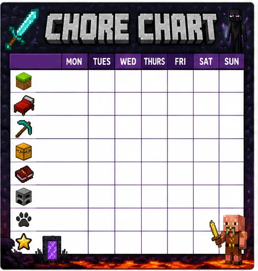 Blocky Chore Chart — Cave