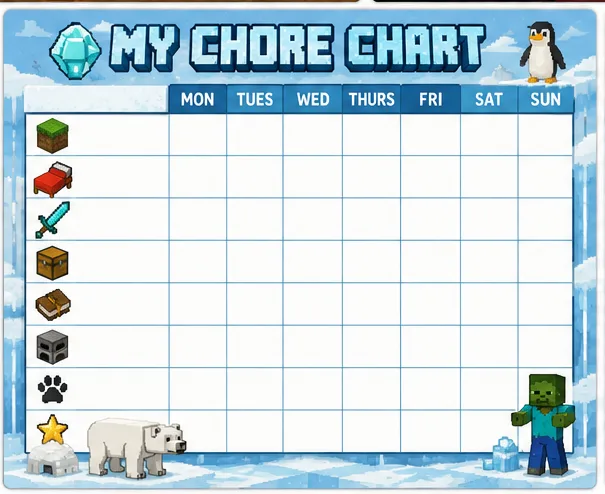 Blocky Chore Chart — Ice