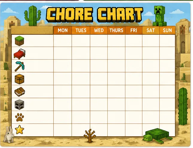Blocky Chore Chart — Desert