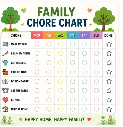 Happy Family Chore Chart