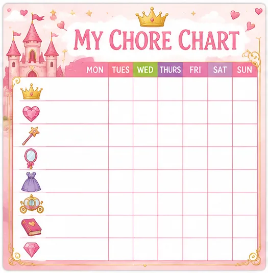 Pink Castle Chore Chart