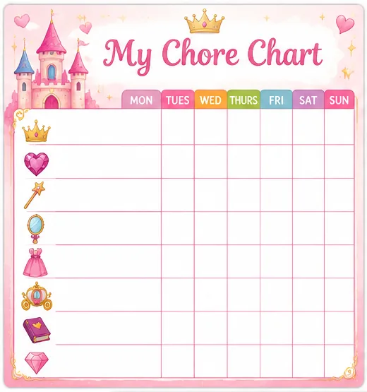 Princess Chore Chart — Pink