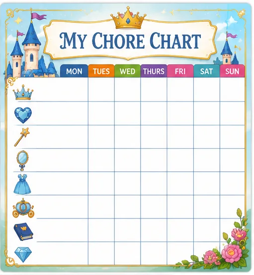 Princess Chore Chart — Blue