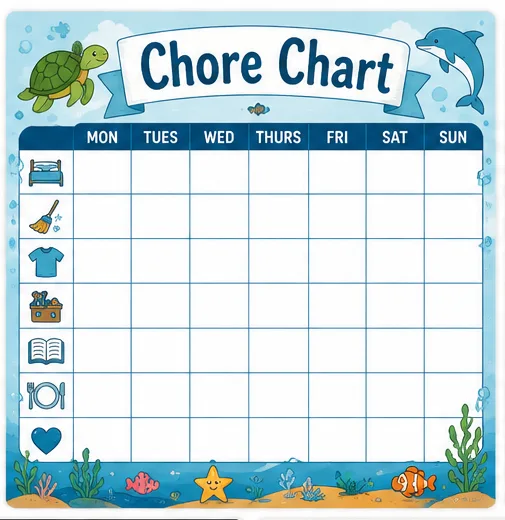 Ocean Weekly Chore Chart