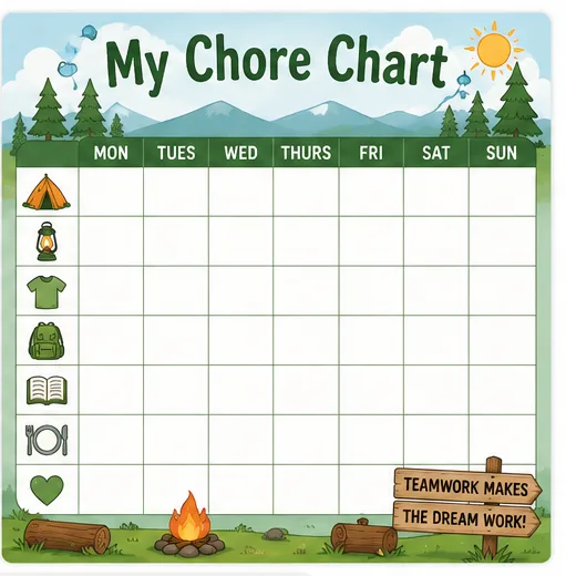 Camping Weekly Chore Chart