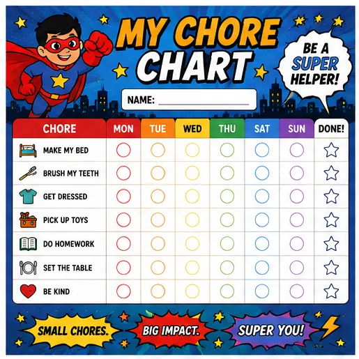 Superhero Chore Chart
